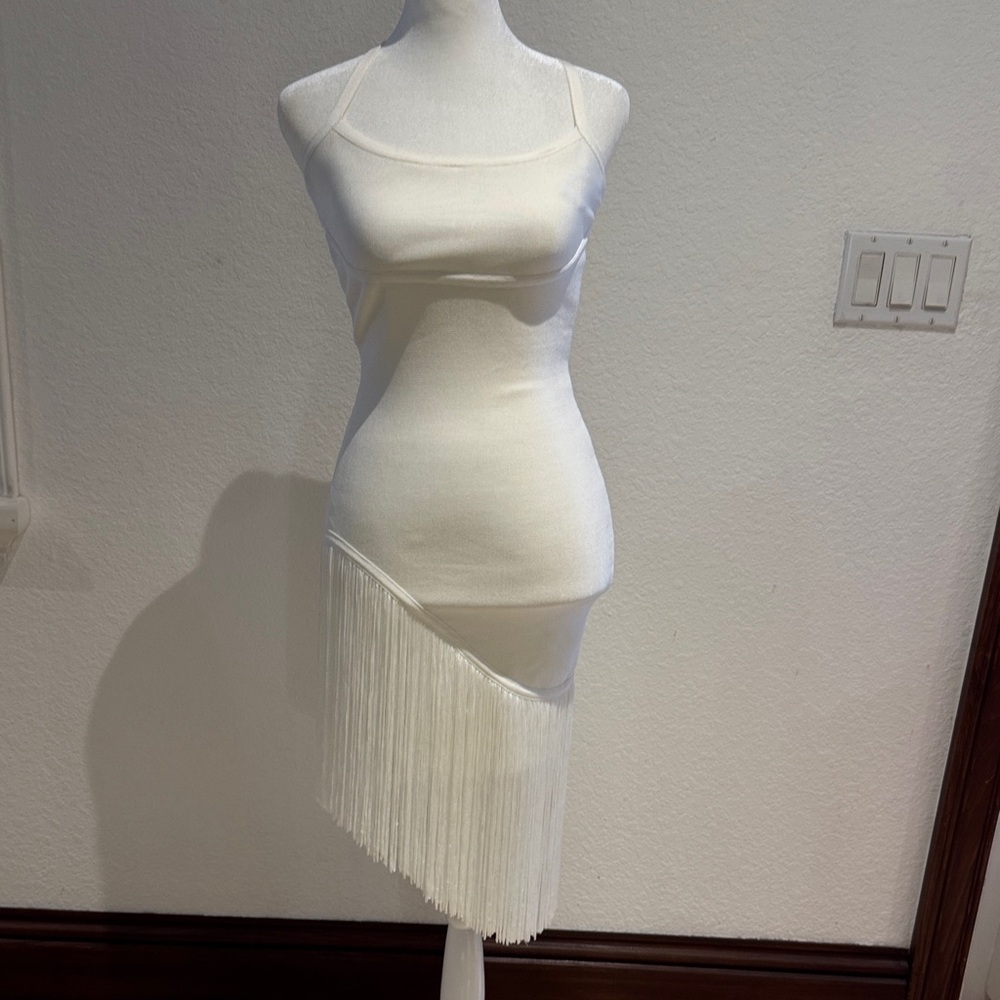 Herve Leger White Fringe Mini Dress NEVER WORN